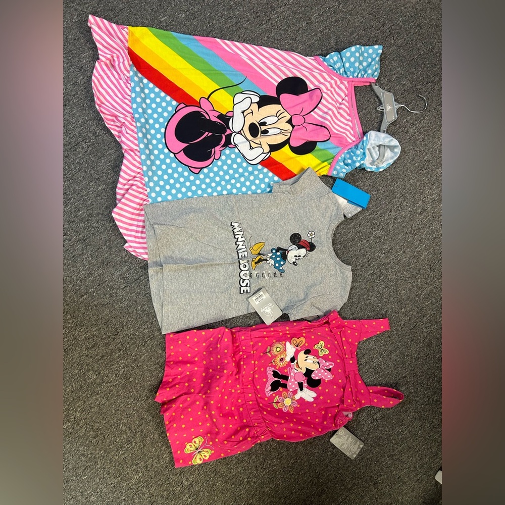 Minnie Mouse Girls Dress & Tops - Pink, Gray, Rainbow
